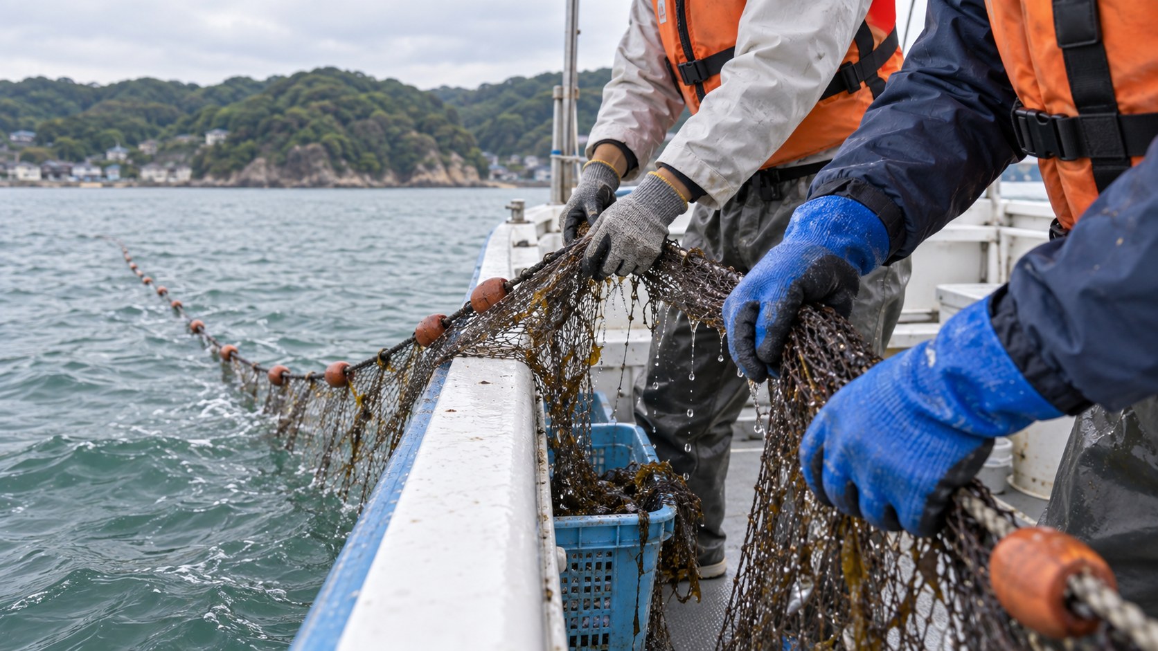 AI-generated net fishing illustration, not a photograph of the actual tour.